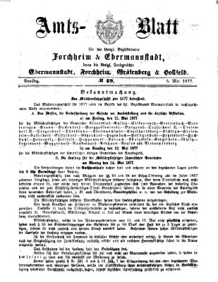Amtsblatt für die Königlichen Bezirksämter Forchheim und Ebermannstadt sowie für die Königliche Stadt Forchheim Samstag 5. Mai 1877