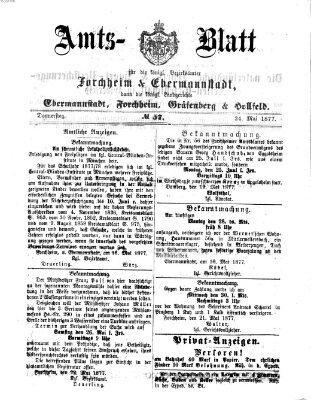 Amtsblatt für die Königlichen Bezirksämter Forchheim und Ebermannstadt sowie für die Königliche Stadt Forchheim Donnerstag 24. Mai 1877