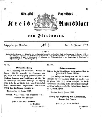 Königlich-bayerisches Kreis-Amtsblatt von Oberbayern (Münchner Intelligenzblatt) Dienstag 16. Januar 1877