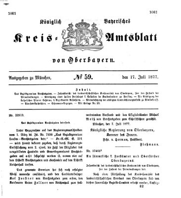 Königlich-bayerisches Kreis-Amtsblatt von Oberbayern (Münchner Intelligenzblatt) Dienstag 17. Juli 1877