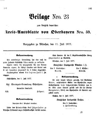 Königlich-bayerisches Kreis-Amtsblatt von Oberbayern (Münchner Intelligenzblatt) Dienstag 17. Juli 1877