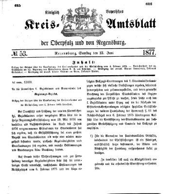 Königlich-bayerisches Kreis-Amtsblatt der Oberpfalz und von Regensburg (Königlich bayerisches Intelligenzblatt für die Oberpfalz und von Regensburg) Samstag 23. Juni 1877