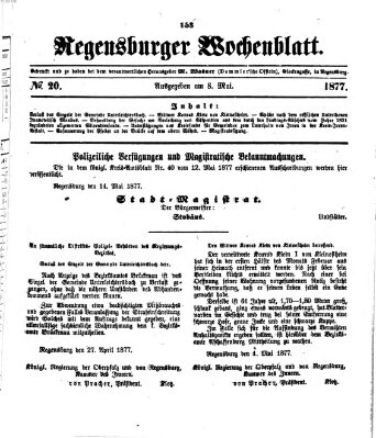 Regensburger Wochenblatt Dienstag 15. Mai 1877