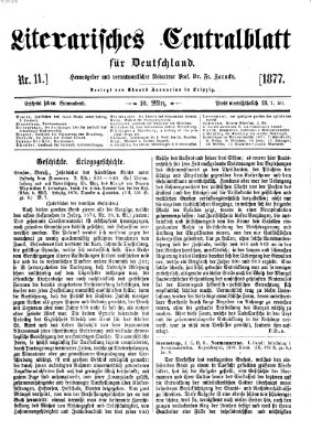 Literarisches Zentralblatt für Deutschland Samstag 10. März 1877