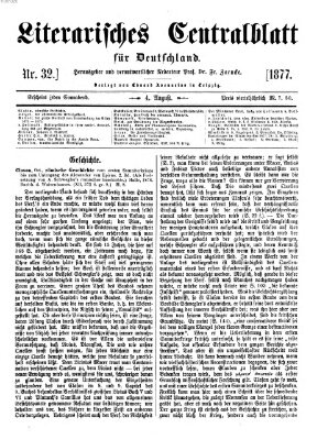 Literarisches Zentralblatt für Deutschland Samstag 4. August 1877
