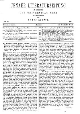 Jenaer Literaturzeitung Samstag 1. Dezember 1877
