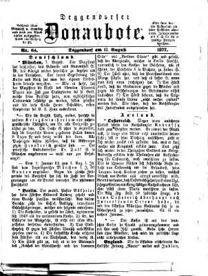 Deggendorfer Donaubote Samstag 11. August 1877
