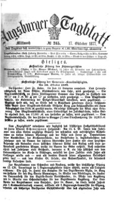 Augsburger Tagblatt Mittwoch 17. Oktober 1877