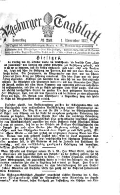 Augsburger Tagblatt Donnerstag 1. November 1877