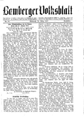 Bamberger Volksblatt Mittwoch 14. März 1877