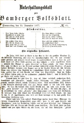 Bamberger Volksblatt Donnerstag 15. November 1877