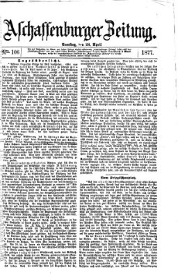 Aschaffenburger Zeitung Samstag 28. April 1877