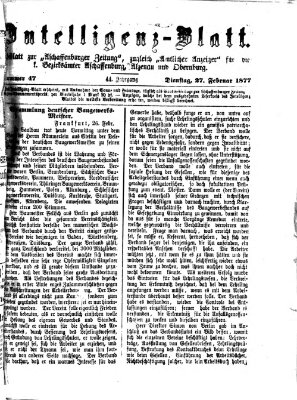 Aschaffenburger Zeitung Dienstag 27. Februar 1877