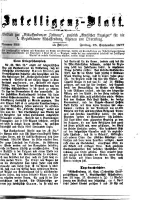 Aschaffenburger Zeitung Freitag 28. September 1877
