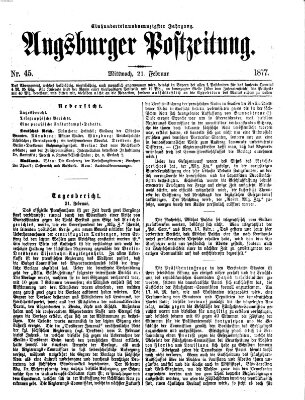 Augsburger Postzeitung Mittwoch 21. Februar 1877