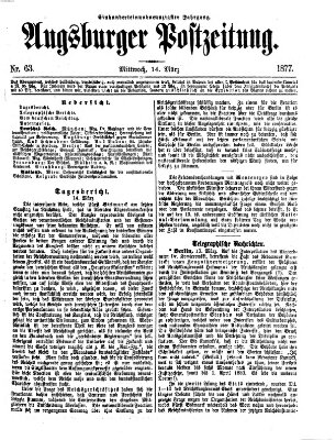 Augsburger Postzeitung Mittwoch 14. März 1877