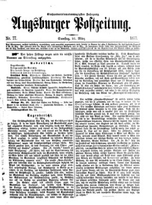 Augsburger Postzeitung Samstag 31. März 1877
