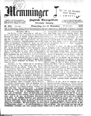Memminger Zeitung Donnerstag 15. November 1877