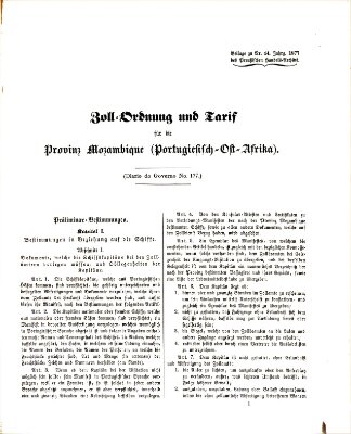 Preußisches Handels-Archiv Freitag 2. November 1877