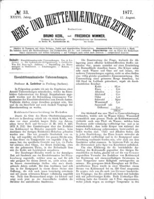 Berg- und hüttenmännische Zeitung Freitag 17. August 1877