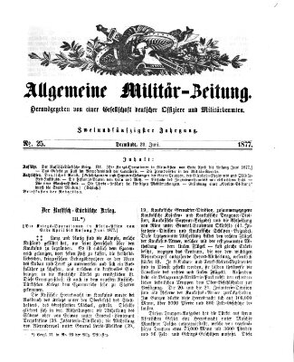 Allgemeine Militär-Zeitung Samstag 23. Juni 1877