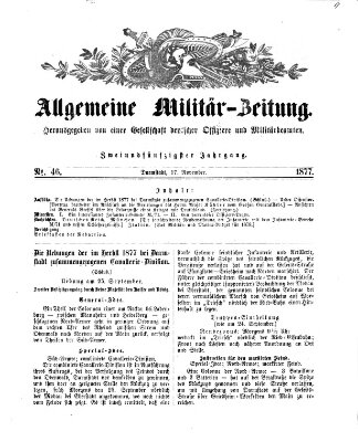 Allgemeine Militär-Zeitung Samstag 17. November 1877