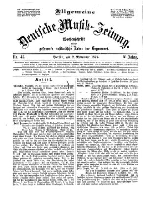 Allgemeine deutsche Musikzeitung Freitag 2. November 1877