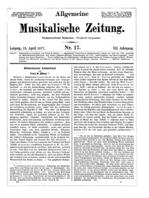 Allgemeine musikalische Zeitung Mittwoch 25. April 1877