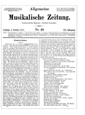 Allgemeine musikalische Zeitung Mittwoch 3. Oktober 1877