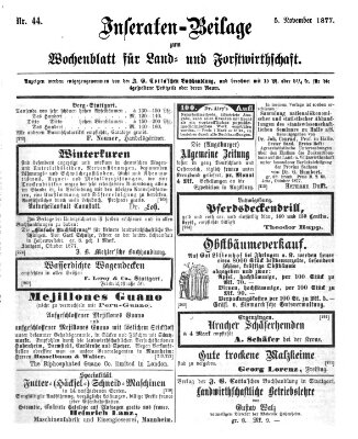 Wochenblatt für Land- und Forstwirthschaft Montag 5. November 1877