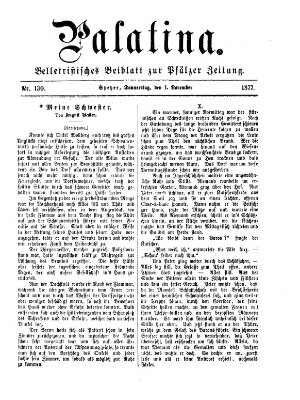 Palatina (Pfälzer Zeitung) Donnerstag 1. November 1877