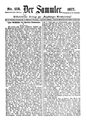 Der Sammler (Augsburger Abendzeitung) Samstag 17. November 1877