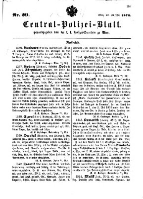 Zentralpolizeiblatt Freitag 26. Mai 1876