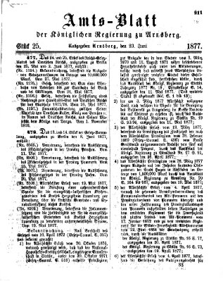 Amtsblatt für den Regierungsbezirk Arnsberg Samstag 23. Juni 1877