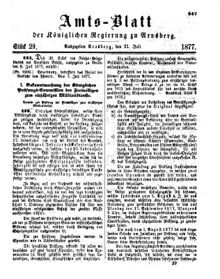 Amtsblatt für den Regierungsbezirk Arnsberg Samstag 21. Juli 1877
