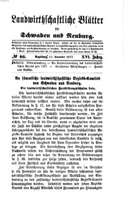 Landwirtschaftliche Blätter für Schwaben und Neuburg Donnerstag 15. November 1877
