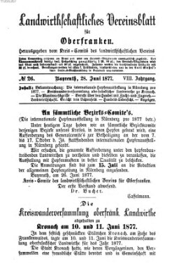 Landwirthschaftliches Vereinsblatt für Oberfranken Donnerstag 28. Juni 1877