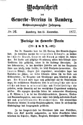 Wochenschrift des Gewerbe-Vereins der Stadt Bamberg Donnerstag 15. November 1877