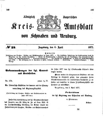 Königlich Bayerisches Kreis-Amtsblatt von Schwaben und Neuburg Freitag 6. April 1877