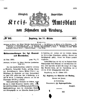 Königlich Bayerisches Kreis-Amtsblatt von Schwaben und Neuburg Mittwoch 31. Oktober 1877