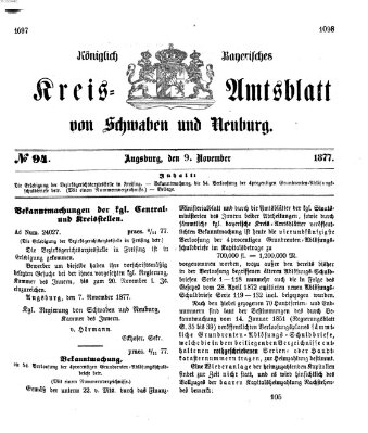 Königlich Bayerisches Kreis-Amtsblatt von Schwaben und Neuburg Freitag 9. November 1877
