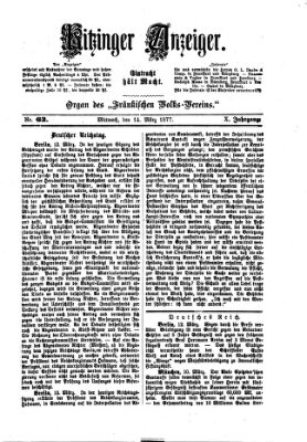 Kitzinger Anzeiger Mittwoch 14. März 1877