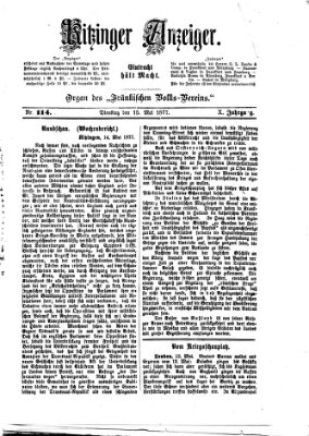Kitzinger Anzeiger Dienstag 15. Mai 1877