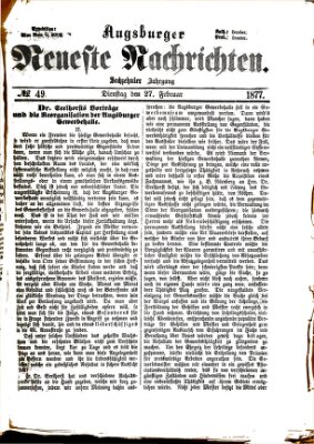 Augsburger neueste Nachrichten Dienstag 27. Februar 1877