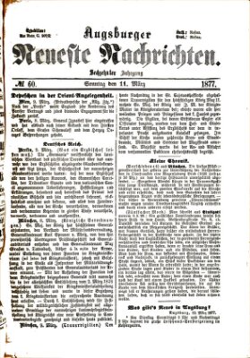Augsburger neueste Nachrichten Sonntag 11. März 1877