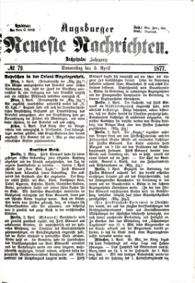 Augsburger neueste Nachrichten Donnerstag 5. April 1877
