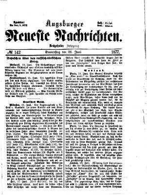 Augsburger neueste Nachrichten Donnerstag 21. Juni 1877