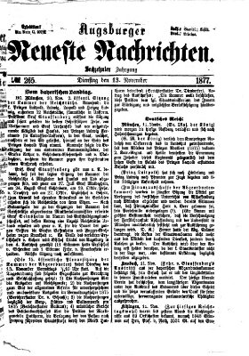 Augsburger neueste Nachrichten Dienstag 13. November 1877
