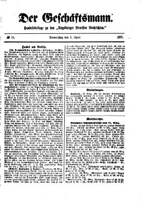 Der Geschäftsmann (Augsburger neueste Nachrichten) Donnerstag 5. April 1877