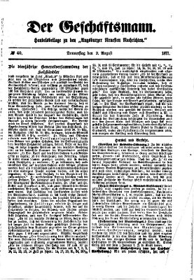 Der Geschäftsmann (Augsburger neueste Nachrichten) Donnerstag 2. August 1877